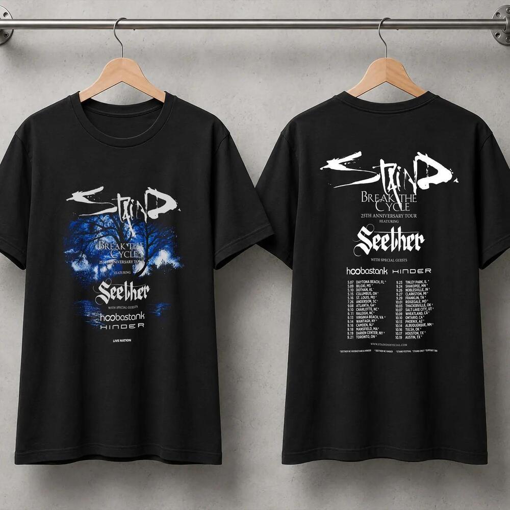Staind Break The Cycle 25Th Anniversary Tour Tee 2026 Concert 2 Sided